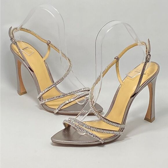 Alexandre Birman Alana 100 Embellished Metallic Leather Sandals size 39 - Picture 9 of 13